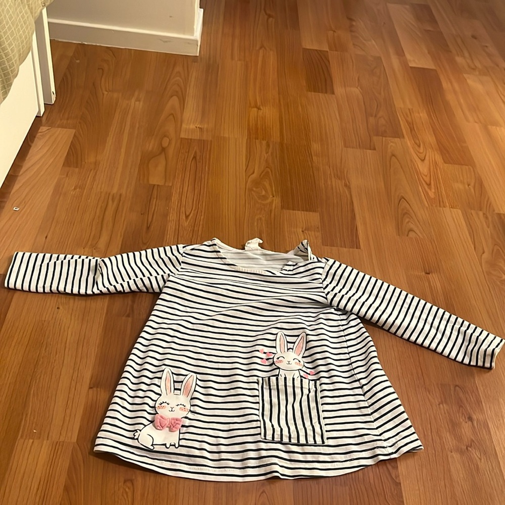 Super cute bunny black and white long sleeve dress. 12-18 months